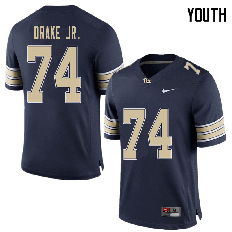 Youth #74 Jerry Drake Jr. Pittsburgh Panthers College Football Jerseys Sale-Home Blue